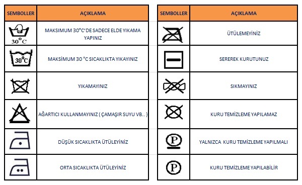 Yıkama Talimatları